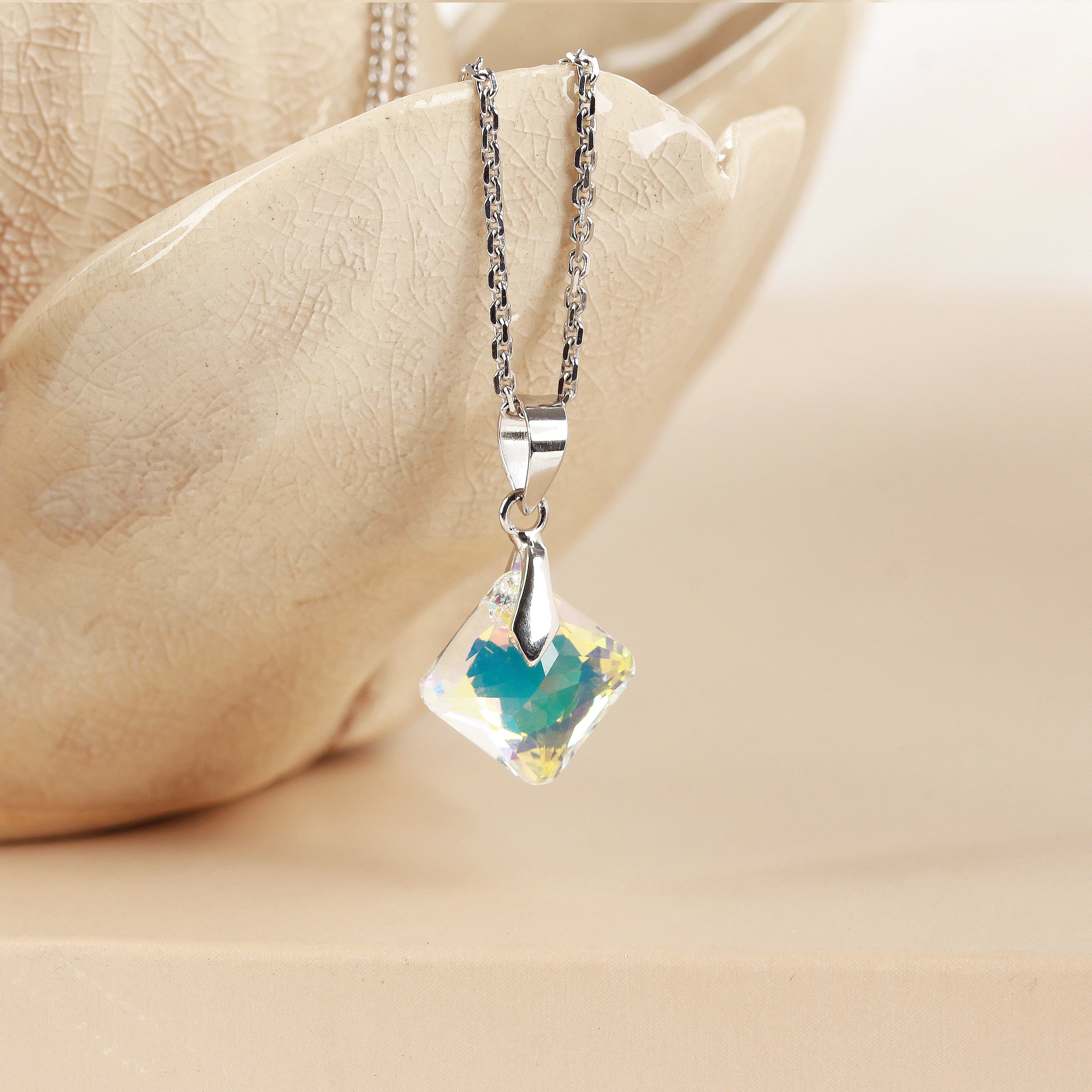 Blue Shade Swarovski Pendant With Earring