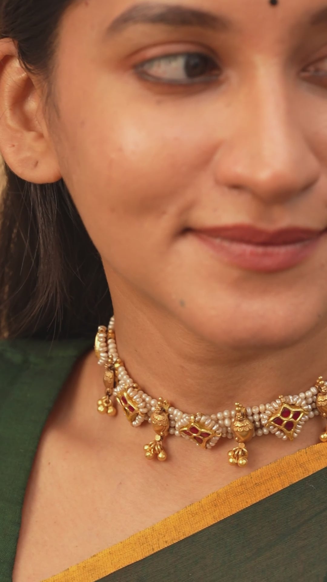 Charming Gold Plated Kundan Nagas Pearl Choker