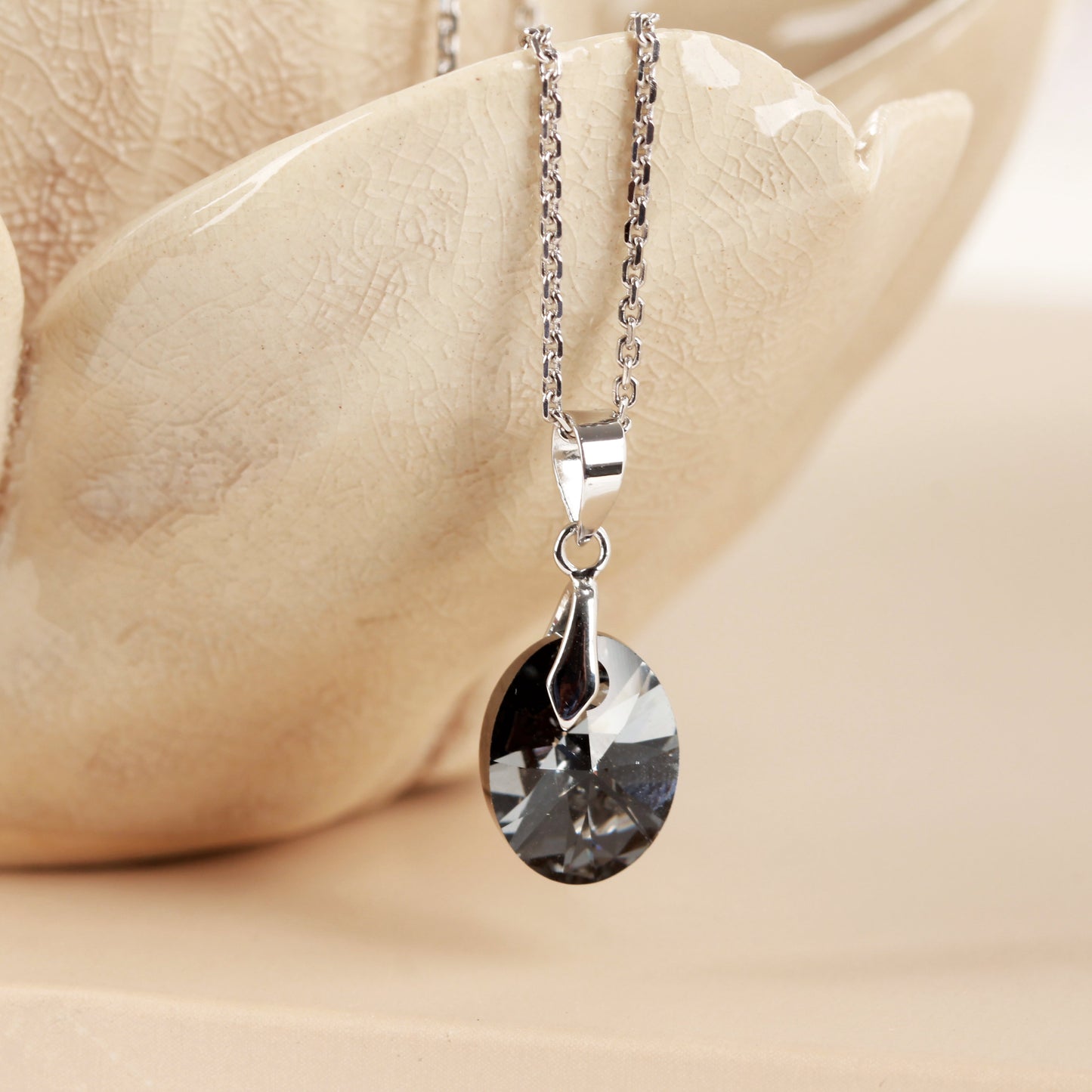 Silver Night Swarovski Pendant With Earring