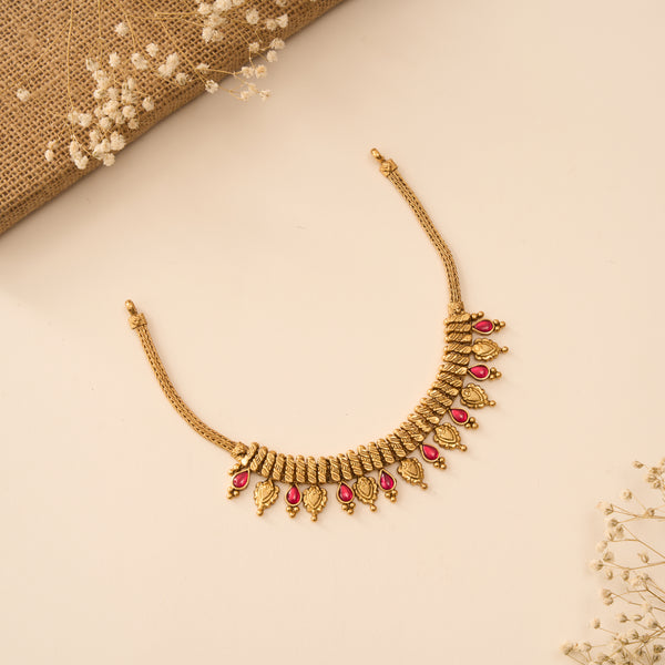 Short Nagas Mango Necklace In Silver With Gold Plating