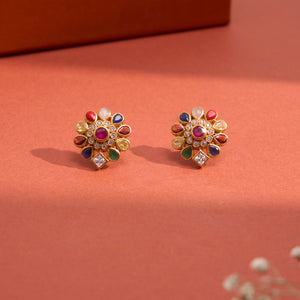 Admirable Navaratna Stone Gold Plated Earring