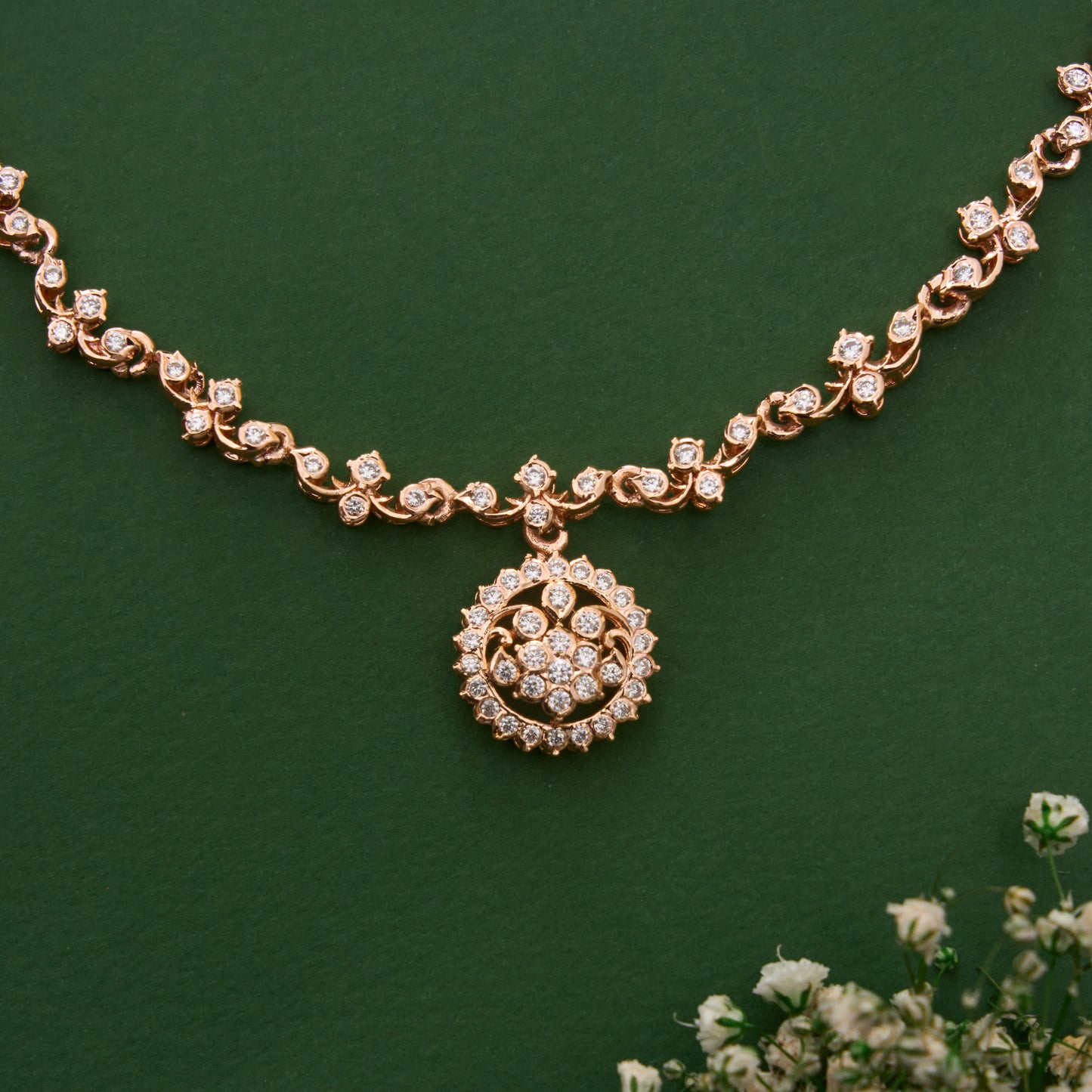 minimal gold plated necklace white stone design