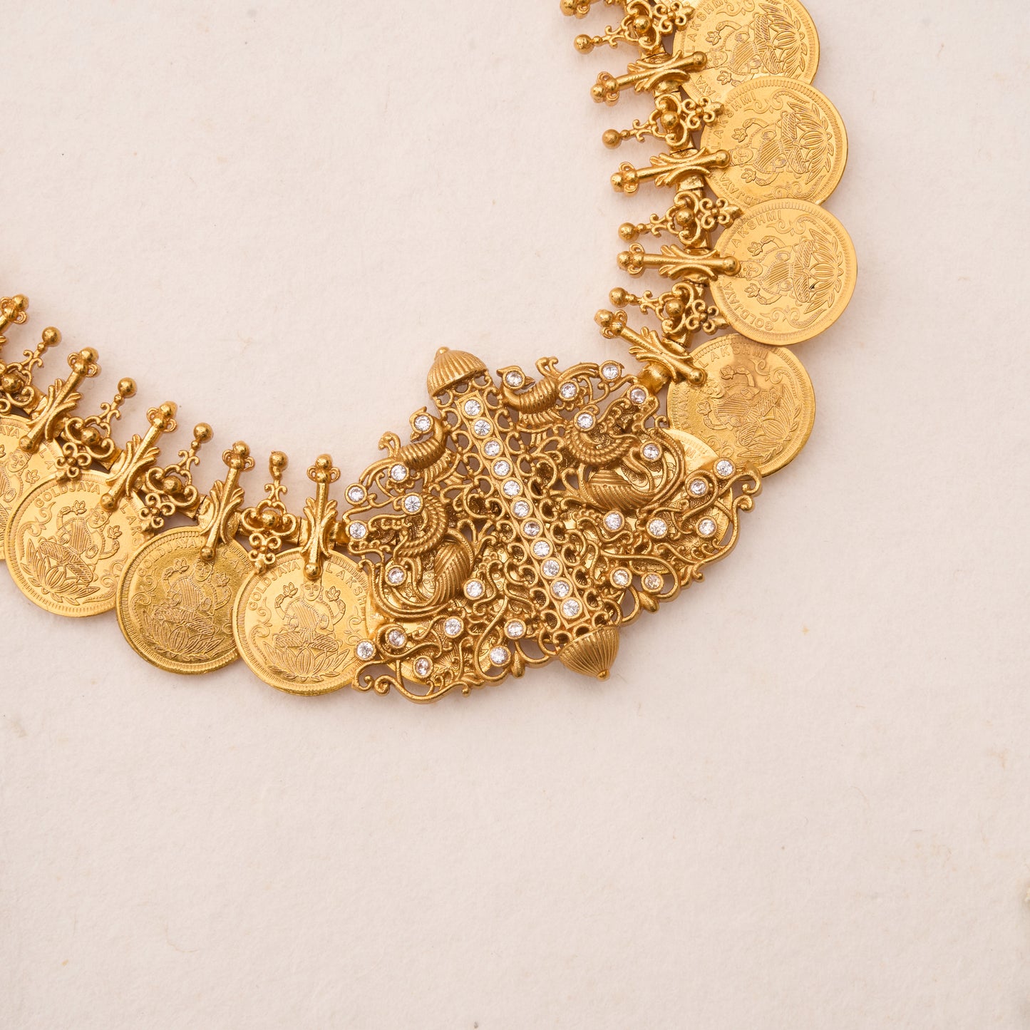 gold plated coin necklace temple jewellery
