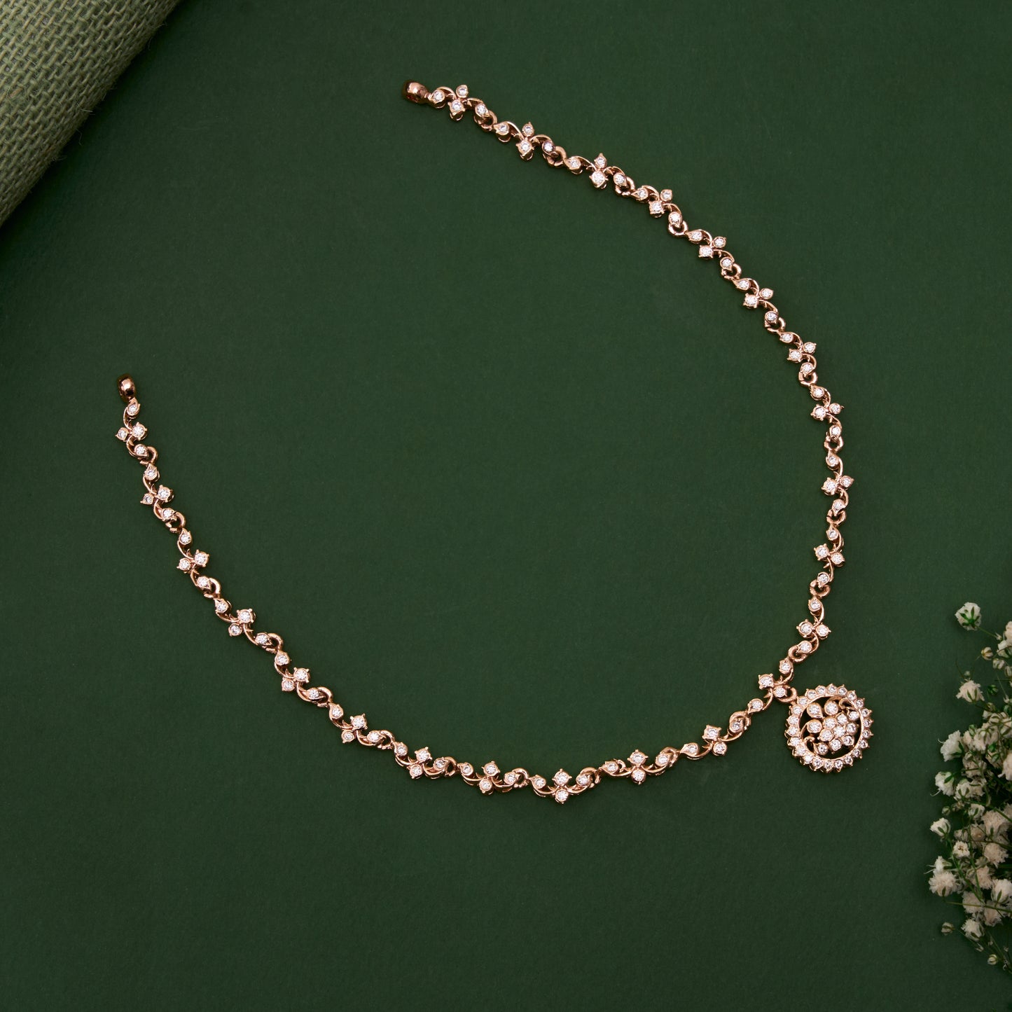 white stone gold plated necklace for women