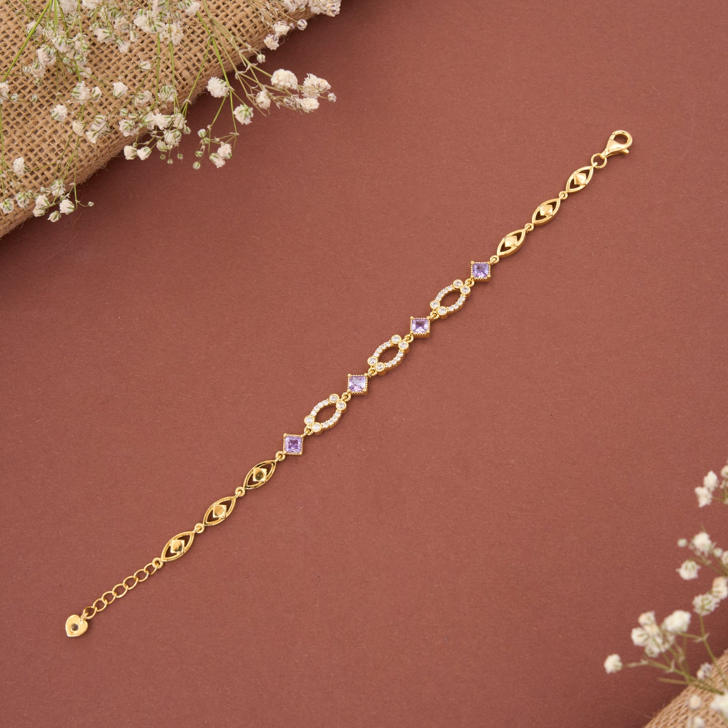 Gold Plated Cz Impressive White Stone Bracelet - Main Image