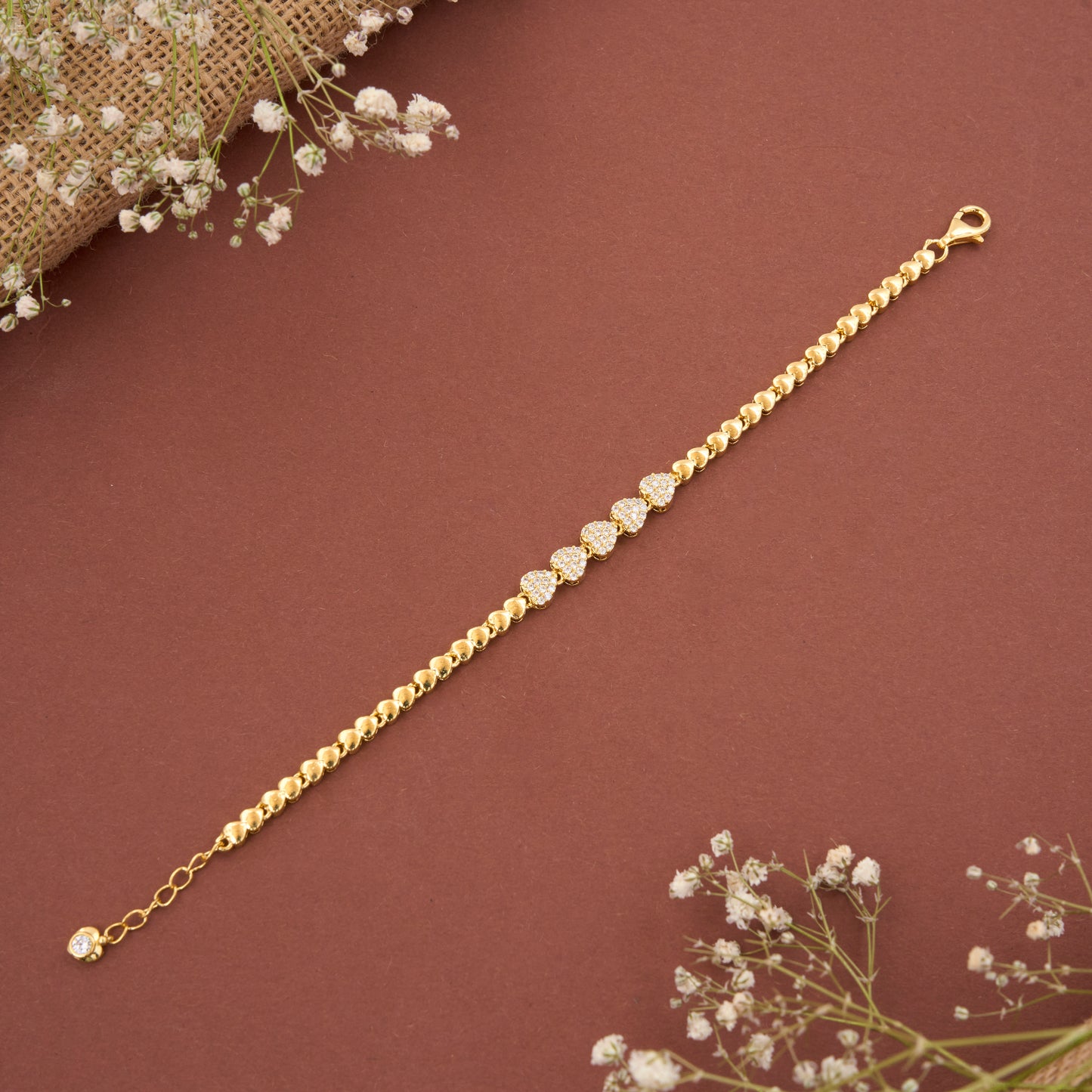 Cz Gold Plated Elegance Heart Design Bracelet – The Velli Shop