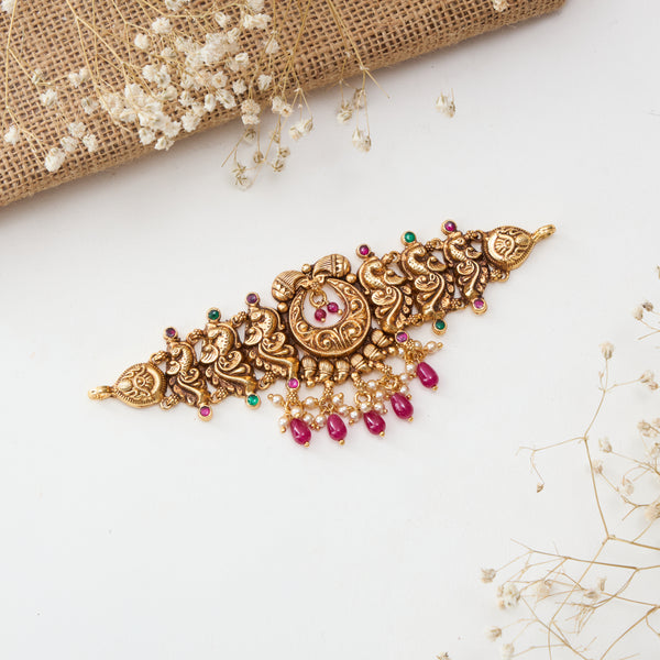 Peacock Nagas Choker In Silver With Gold plating