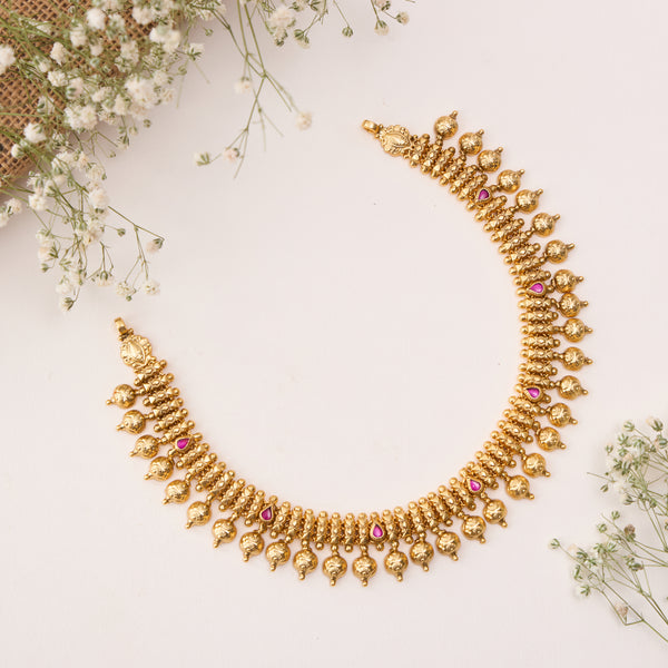 Nagas bottu Malai Necklace In Silver With Gold Plating