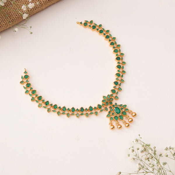Mesmerising Emerald Necklace In Silver With Gold Plating