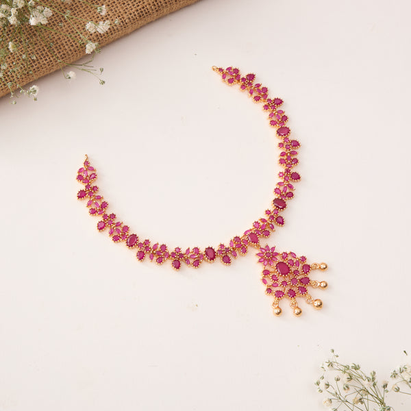 Mesmerising Ruby Necklace In Silver With Gold Plating