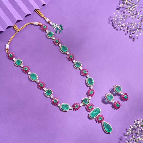 Silver Elite Victorian Necklace And Earring Set