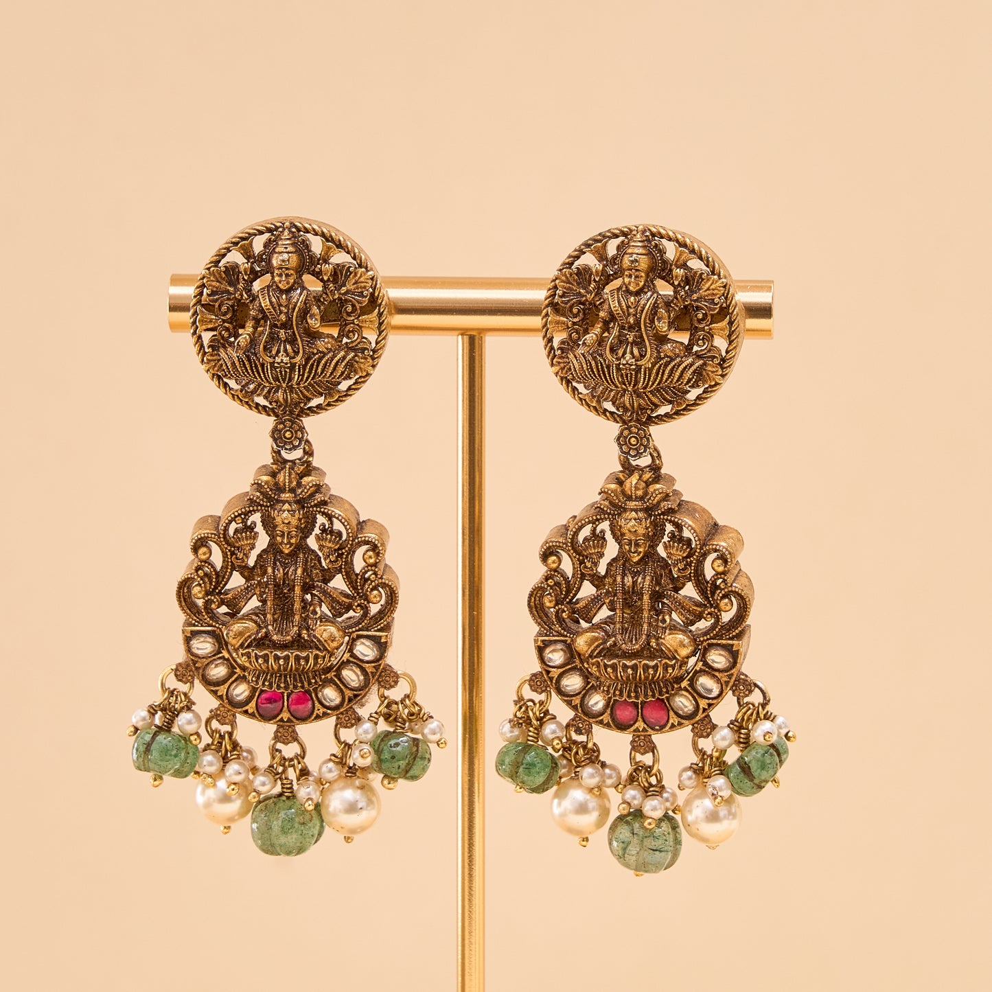 Adorable 3D Kundan Nagas Gold Plated Earring - Main Image