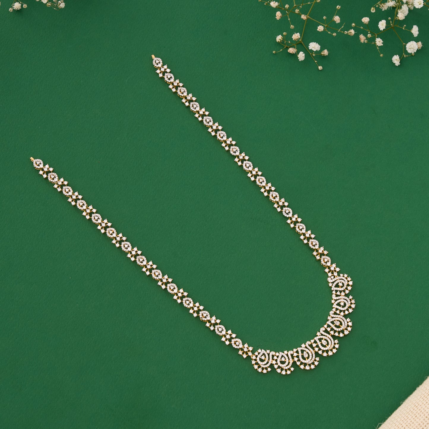 White Elegance Gold Plated Studded Cz Haram