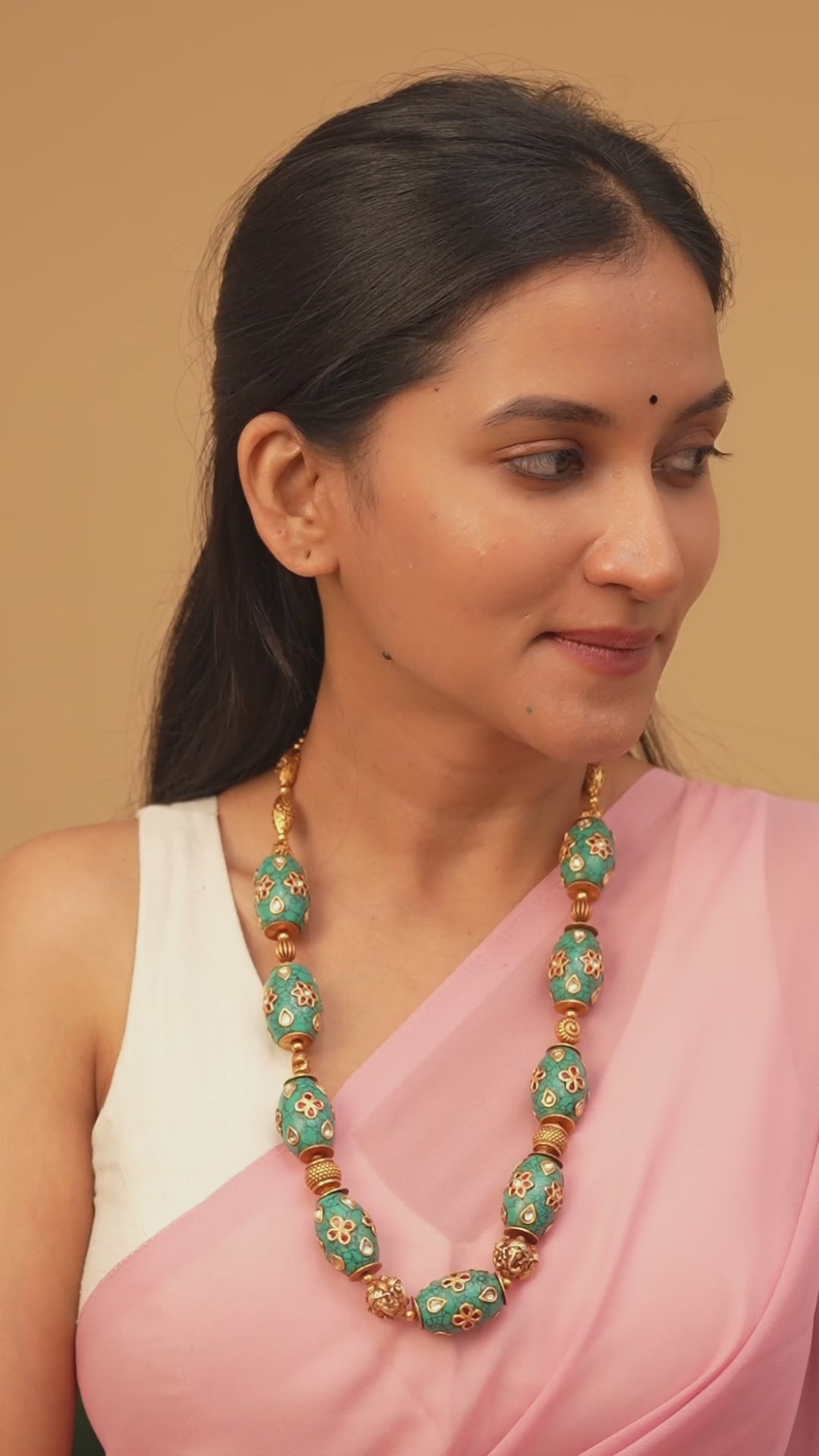 Gold Plated Adorn Turquoise With Kundan Nagas Haram