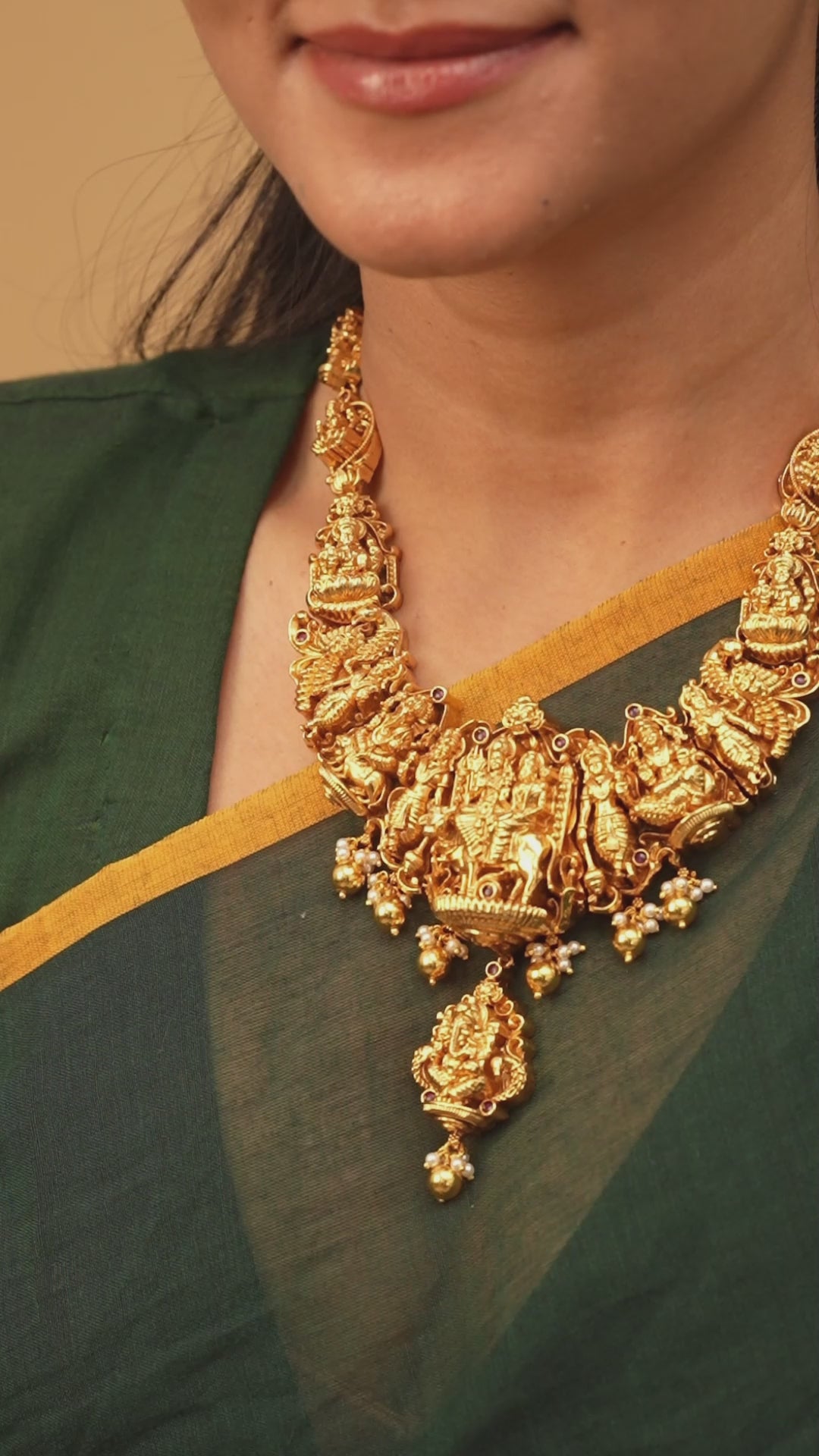 Shivan Parvathi Gold Plated 3D Nagas Necklace