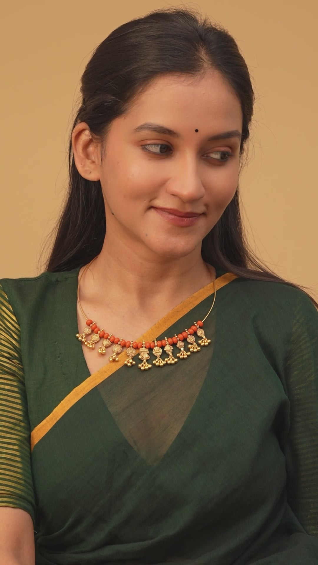 Dangling Nagas Gold Plated Coral Hasli Necklace