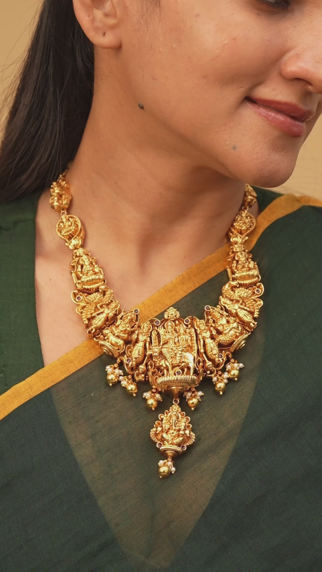 Shivan Parvathi Gold Plated 3D Nagas Necklace