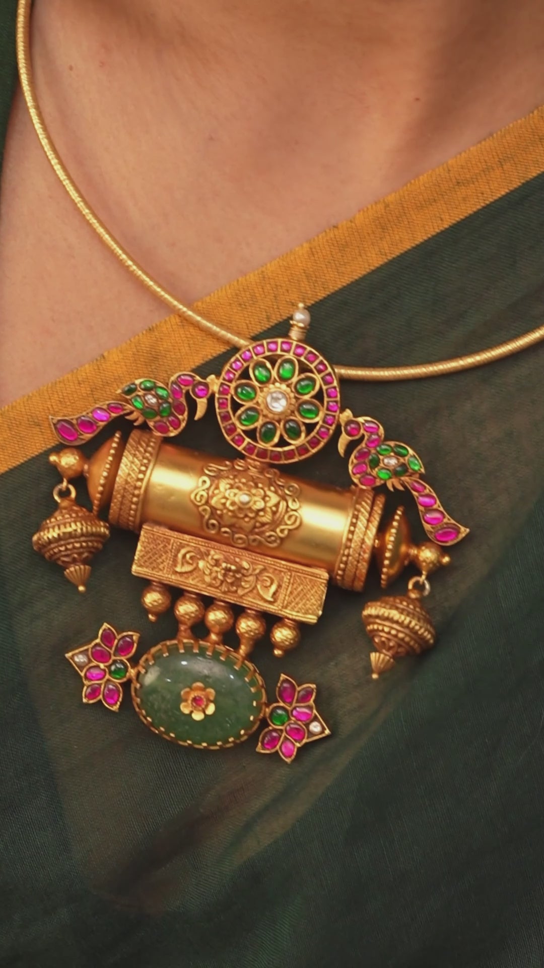 Gold Plated Adorn Vinayagar Nagas Coral Hasli Necklace