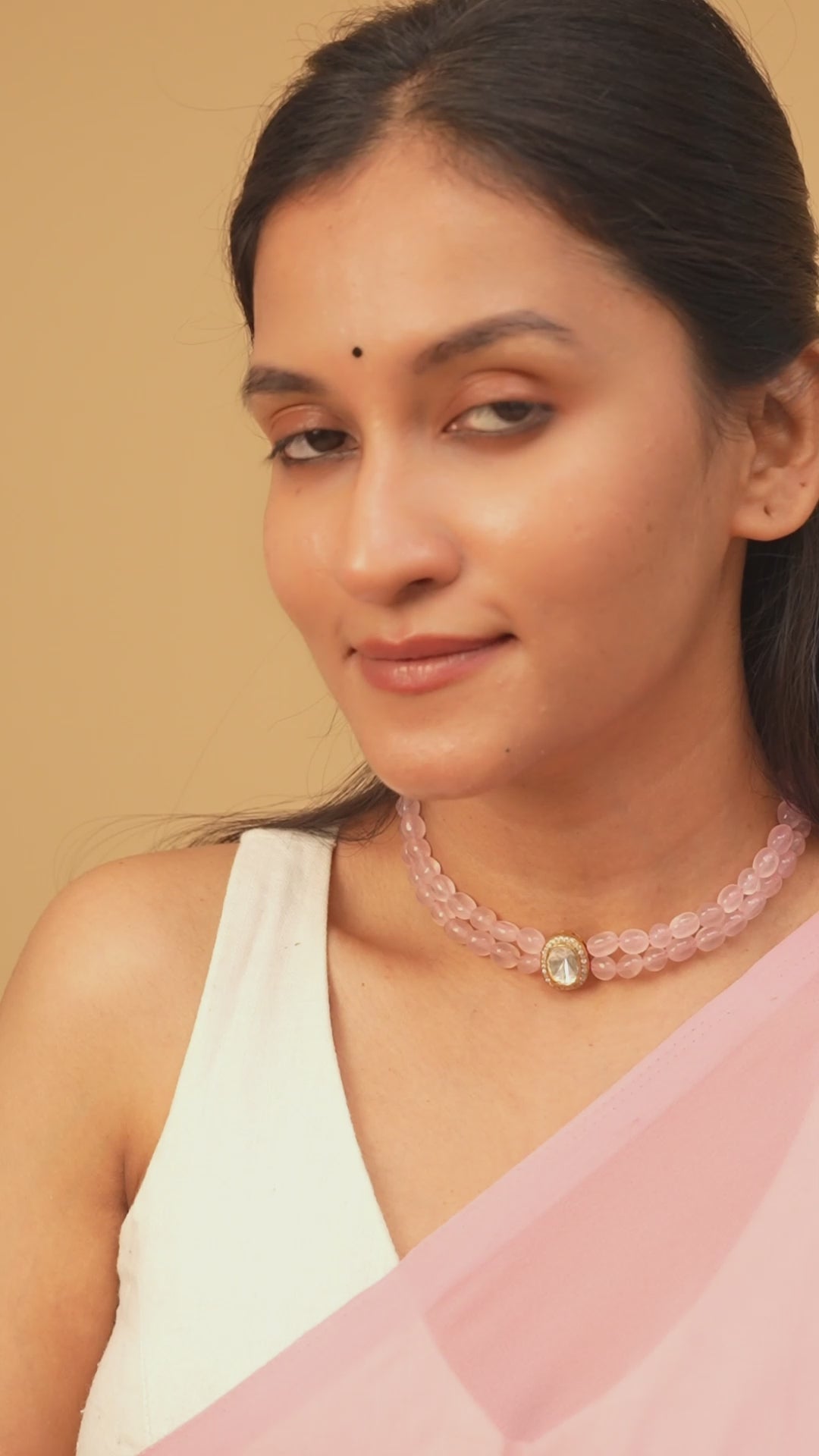 Rose Quartz Stunning Moissanite Choker