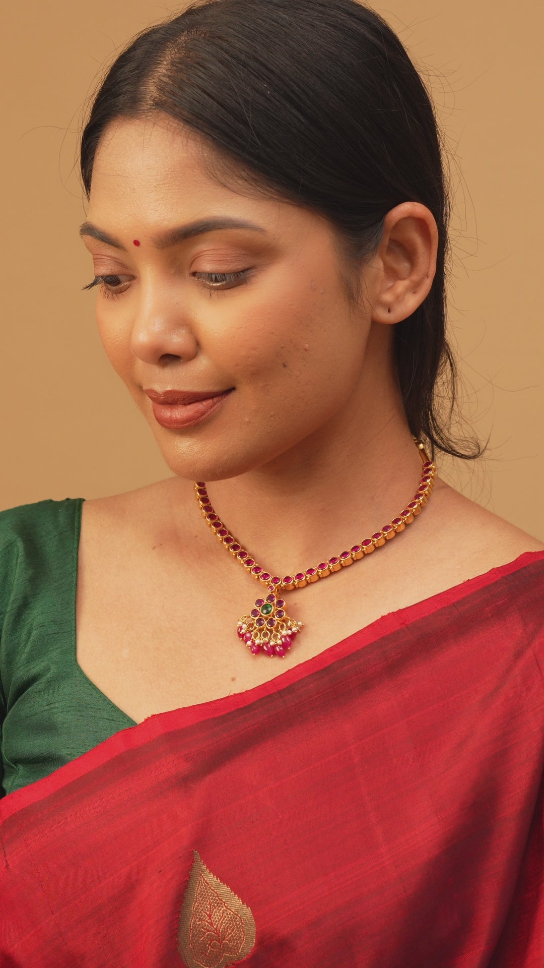 Reversible Gold Plated Dual Side Temple Necklace