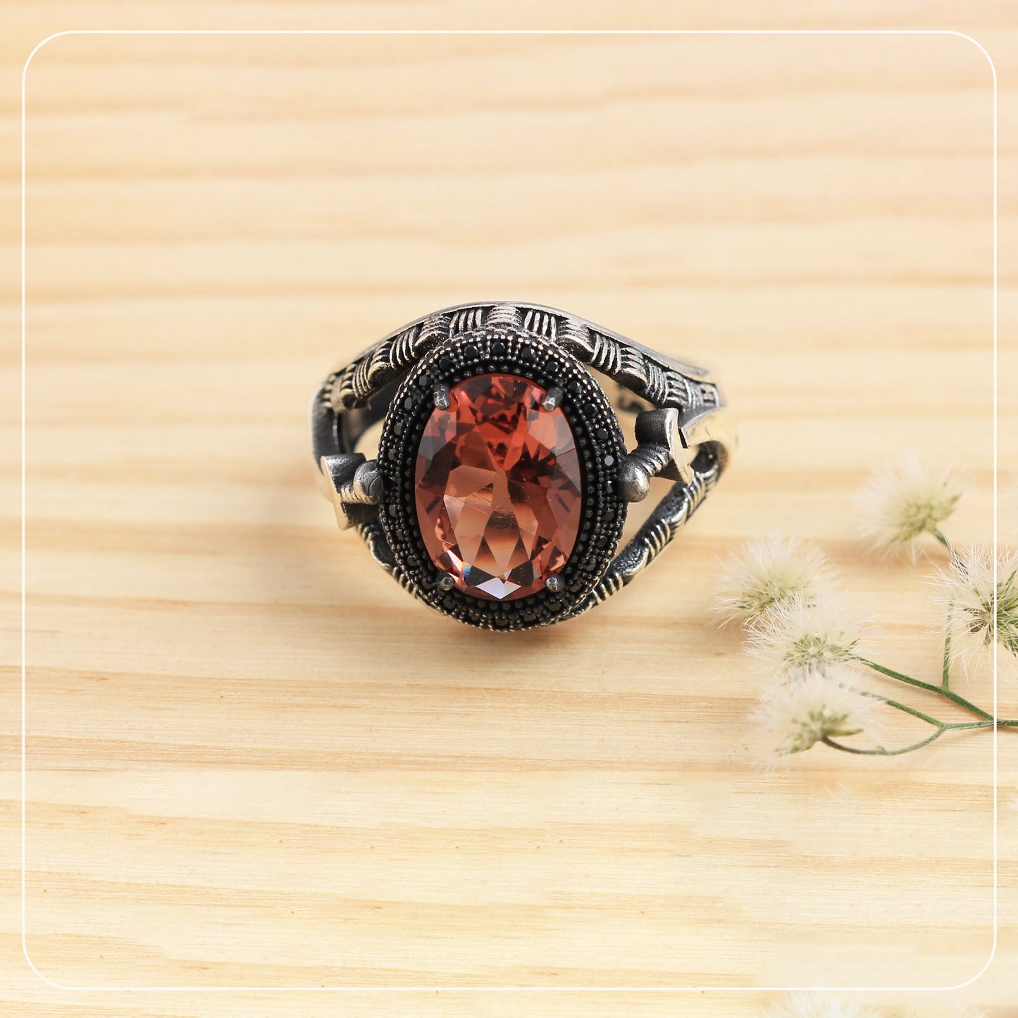 Timeless Elegant Oxidised Men's Ring - Main Image